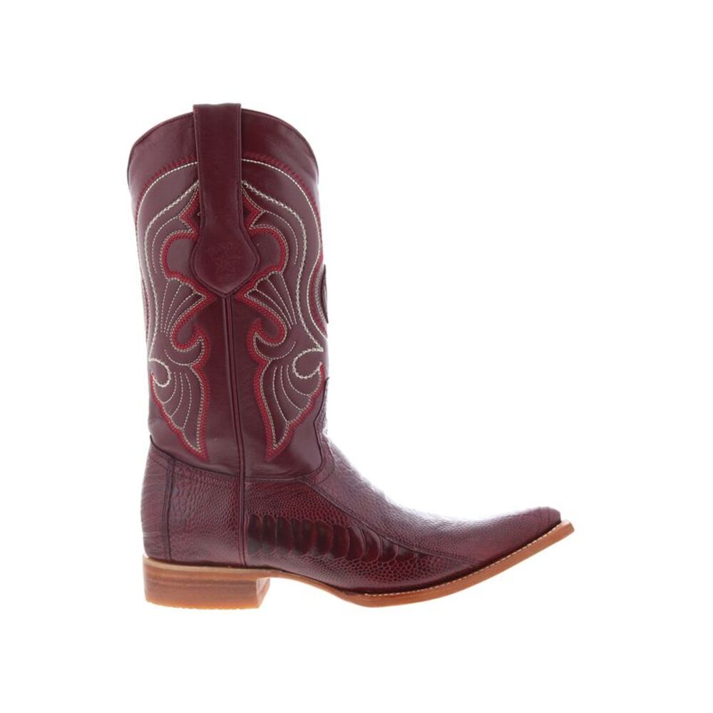 Los Altos Mens Ostrich Leg Boots XXX-Toe Burgundy Boots (NWT)